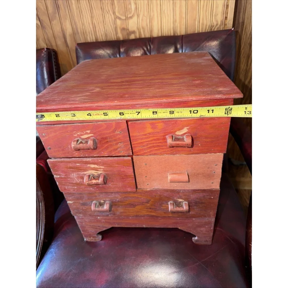 Primitive Antique 5 Drawer Parts Seed Thread Cabinet Apothecary Chest Handmade
